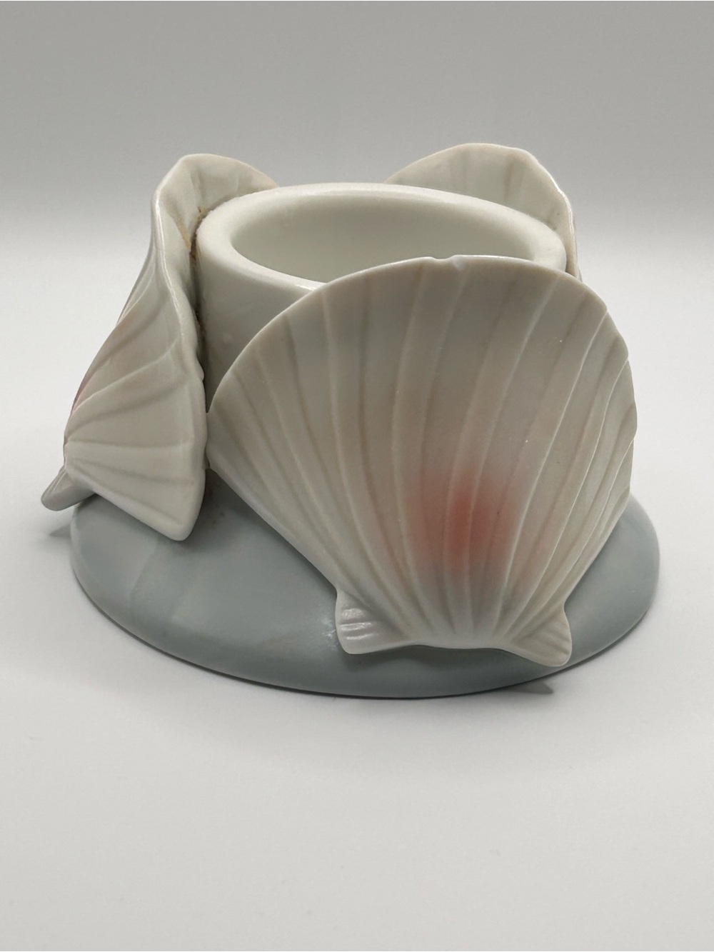 Vintage Ceramic Seashell Votive Candle Holder | 1980s Coastal Shell Decor | Pink